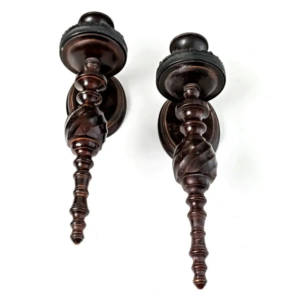 Gothic Metal Candle Holder Set Black Brass Wall Sconce Vintage - Medieval Decor
